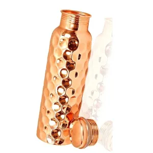 Pure Copper Handmade Jointless Diamond shape water Bottle 1Ltr 