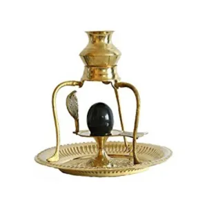 Shri Bholenath Shiv Shankar JI Brass Shivling Set with Naag jhaleri and Om Plate 