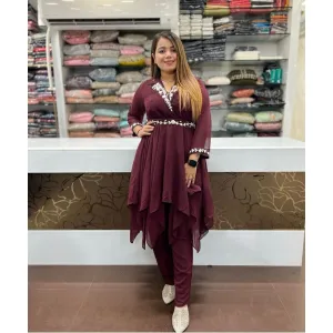 Heavy Faux Georgette with Embroidery Work Kurti