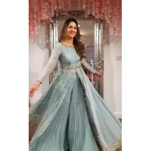 New Designer Party Wear Look Gown Sarara Dupatt Set New