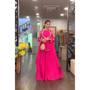 Launching New Designer Party Wear Look Heavy Embroidery Sequence Work Gown