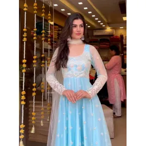 Launching New Designer Party Wear Look Gown With Dupatt set