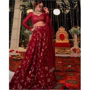 Fox Georgette With Heavy 3mm Siqwans Embroidery Work With (*Fency Latkan Dori*)