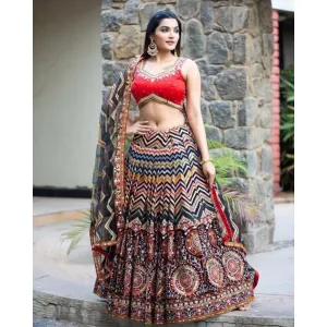 NEW  STYLISH DESIGNER  DIGITAL PRINTED WORK LAHENGA CHOLI WITH DUPATTA