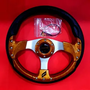 Golden black momo steering wheel