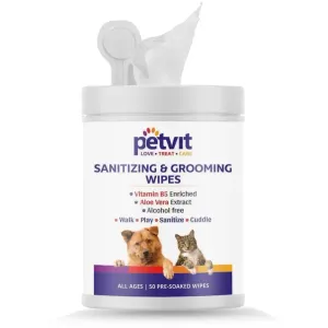 Petvit Cleansing & Grooming Wipes For Dog and Cat Enriched with Vitamin B5 and Aloe Vera -