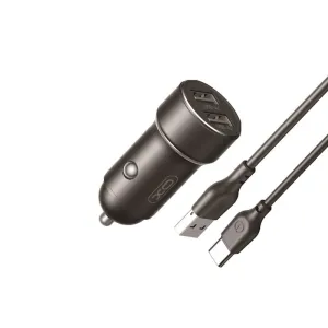 XO car charger CC53 12W 2x USB black + USB - USB-micro cable

