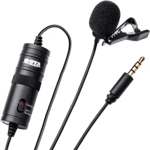 Boya ByM1 Auxiliary Omnidirectional Lavalier Condenser Microphone with 20ft Audio Cable (B
